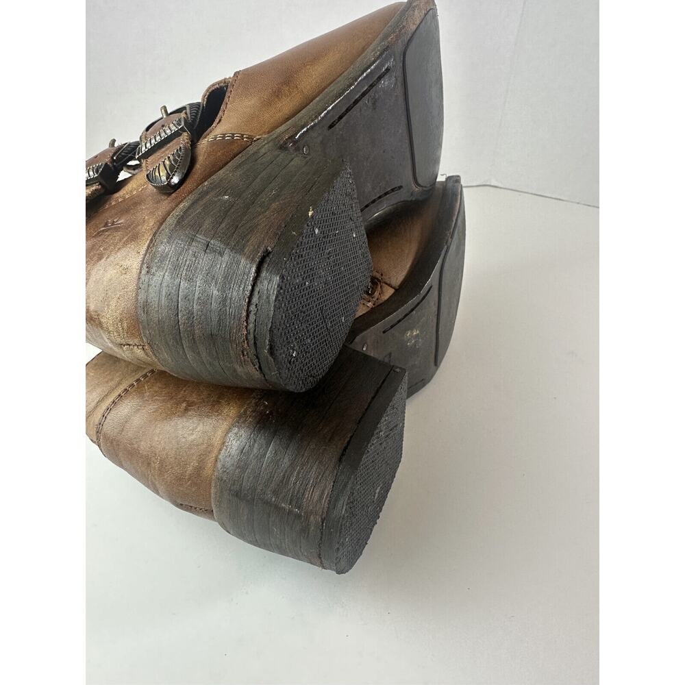 Frye Ray Ankle Boots Brown Leather Western Shootie Cowboy Booties 7.5 M *Flawed - Picture 7 of 16
